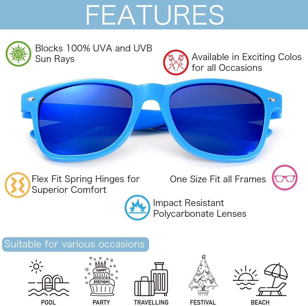 Party Sunglasses Bulk - Adult Retro Plastic Pack of 12 Vintage Sunglasses for Men Women - Party Favors