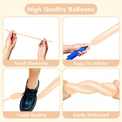 260 Clear Long Balloons for Animals, Thickening Skinny Latex Twisting for Arch Modeling Magic Clown Birthday Wedding Party Decorations 100pcs
