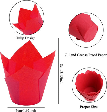 150 Pieces Tulip Cupcake Muffin Liners Paper Baking Cups Greaseproof Cupcake Wrappers for Birthday Wedding Party Baby Showers Catering Restaurants(Pink)