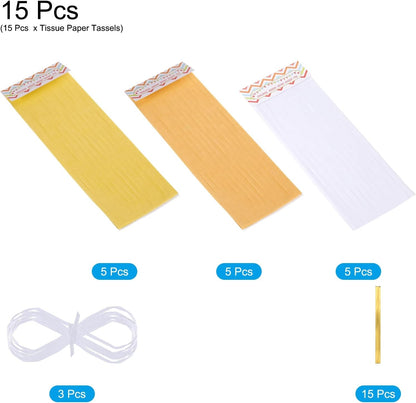 MECCANIXITY 15Pcs Light Blue Tassel Garland Banner with Rope Tissue Paper Tassels Party DIY Kits for Anniversary Wedding Birthday Party