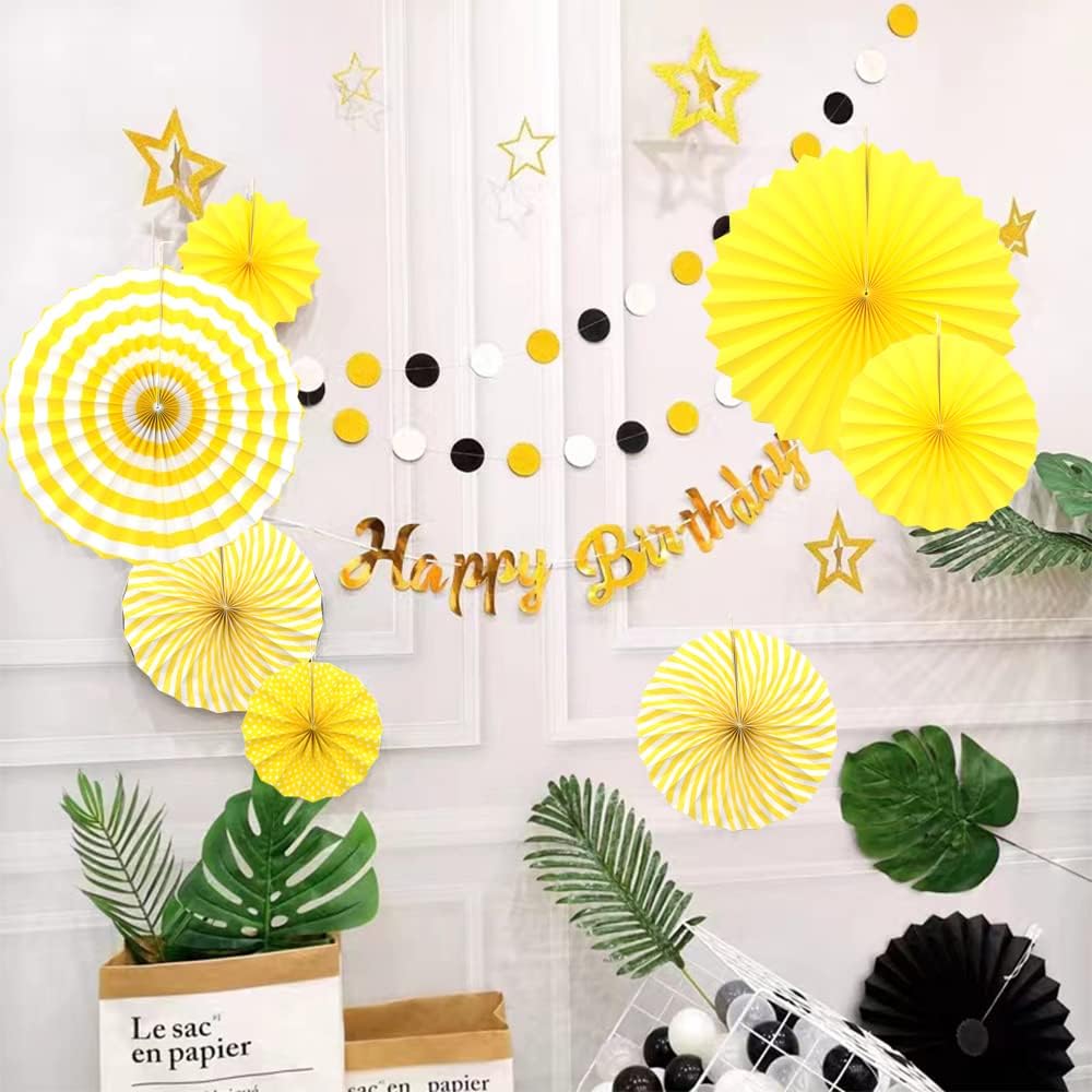Hocansen 6PCS Paper Fan Garland Paper Fans Party Decorations 8/12/16in Hanging Papers Fans Set Round Papers Fans Pattern Garland for Birthday, Wedding (ZS/Pink)
