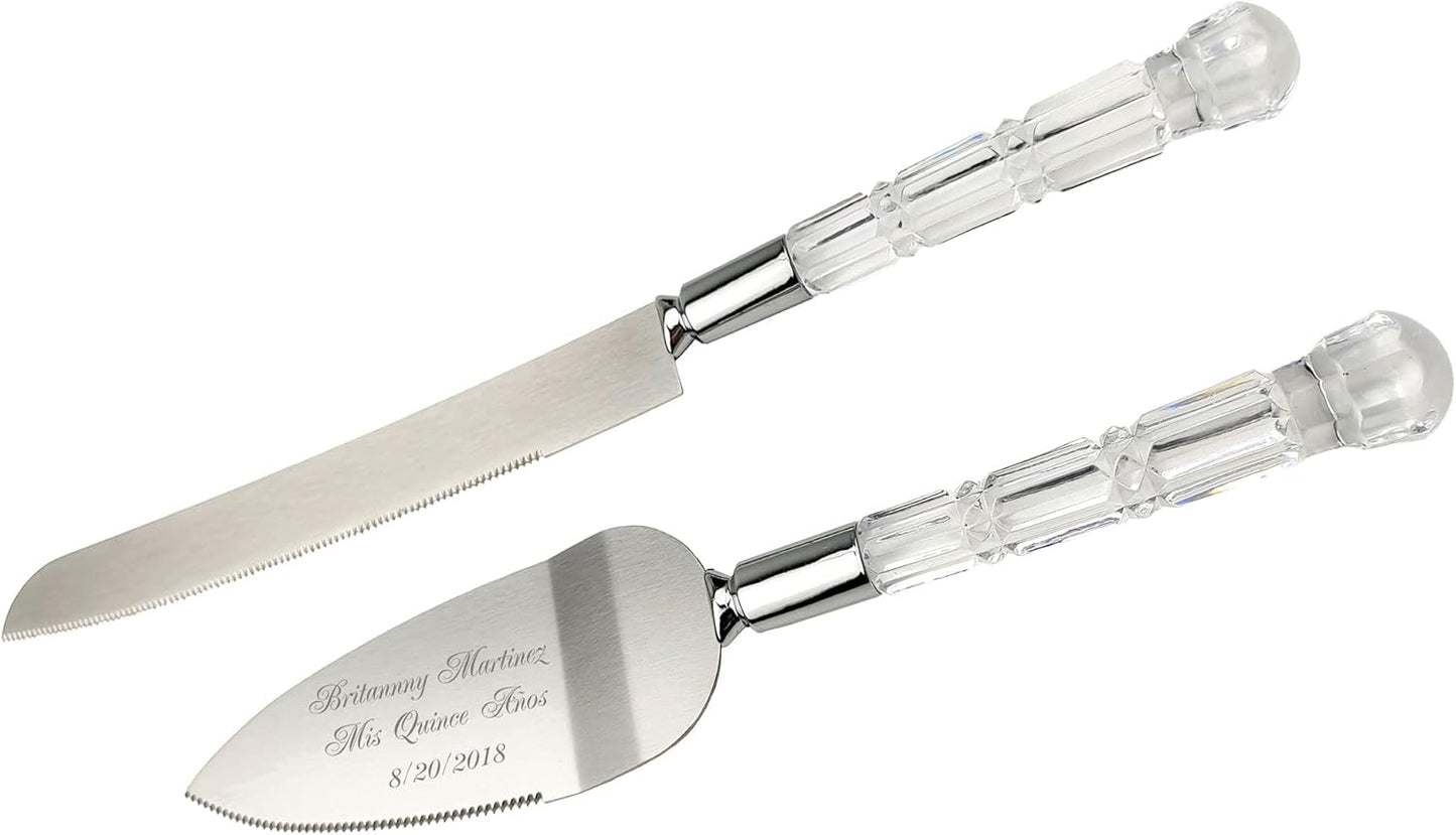 GIFTS INFINITY Personalized Wedding Cake Knife and Server Set with Engraving – Cake Cutting Utensil Set, Keepsake Gift for Wedding, Anniversary, Reception, Birthday & Other Occasions (CH-101WB)