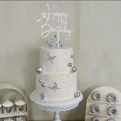 Gold Birthday Cake Topper, 6pcs Acrylic Birthday Cake Toppers Happy Birth Cake Toppers for Decorations Gold Topper for Girls Women's Party Decorations