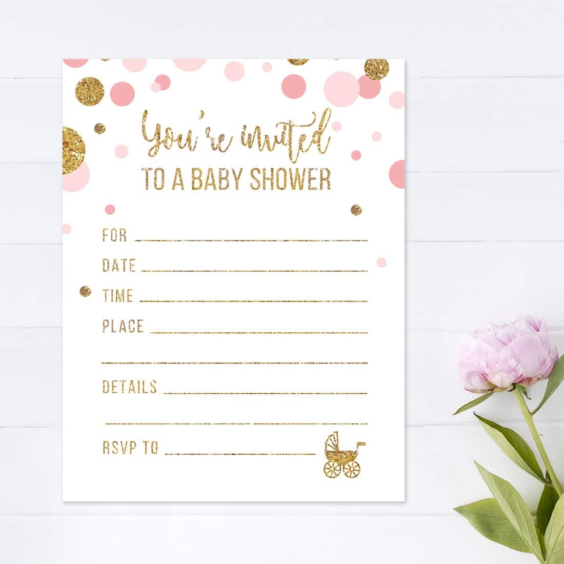 Andaz Press Blush Pink Gold Glitter Girl Baby Shower, Printable Table Tent Place Cards, 20-Pack, Seat Placement Cards Blank Place Cards For Table Settings Name Cards for Wedding, Graduation Food Cards - Colors B