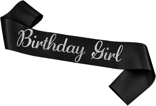 Birthday Girl Sash, White Silver Sash for Women and Girls, Birthday Party Decorations, Satin Material, One Size Fits Most