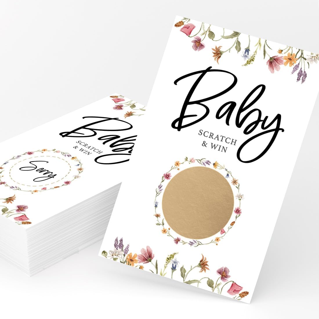 Printed Party Baby Shower Games for Girl – 4 Games and Activities for 30 Guests, Includes Bingo, Price is Right, Mommy or Daddy Trivia, and Storybook Title Guessing, Wildflower Baby in Bloom Design
