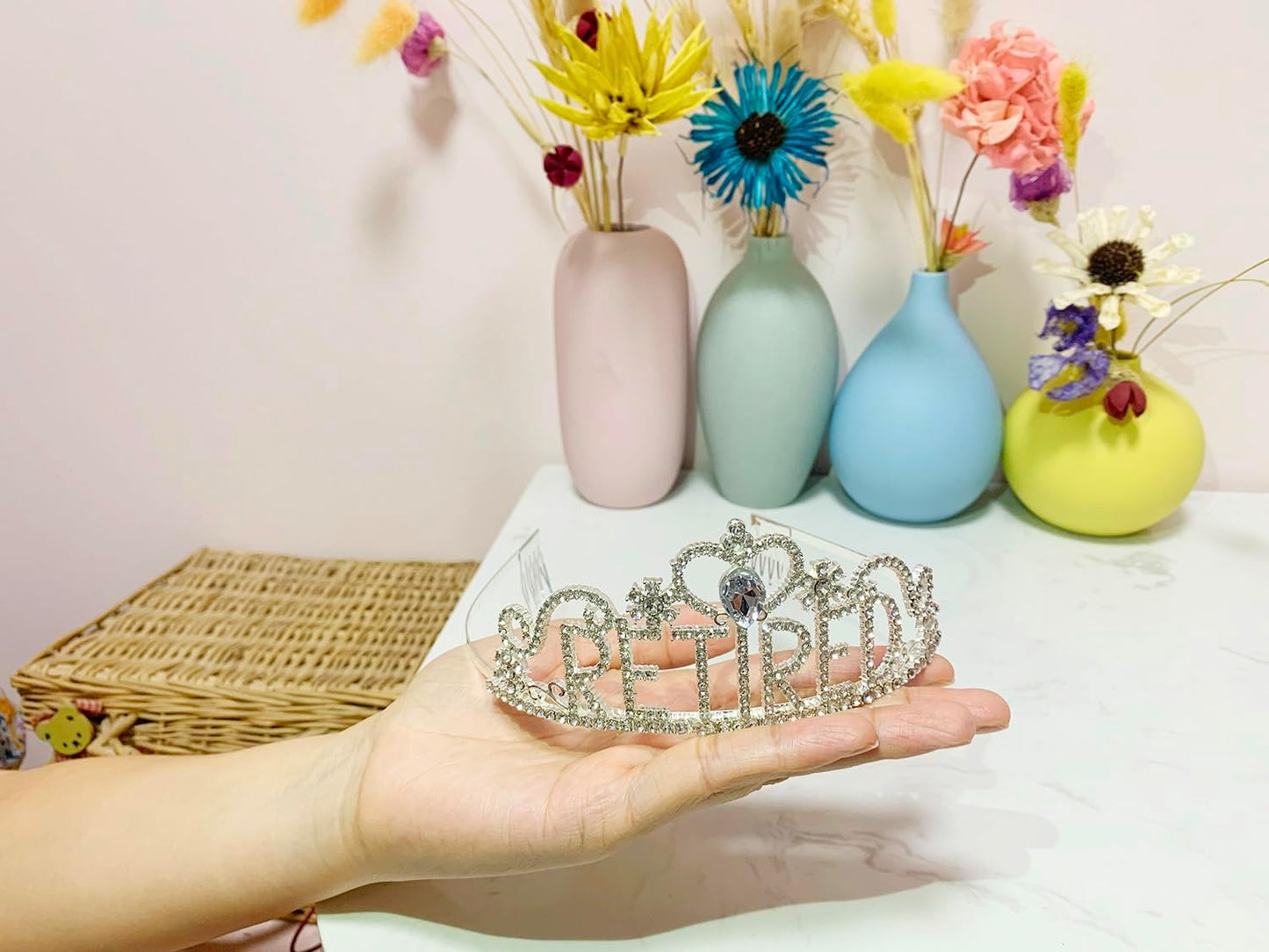 JETKONG Retirement Party Decorations Retired Tiara/Crown, Retired Sash for Women Retirement Gifts, Retirement Party Supplies, Gifts, Favors (Rose Gold)