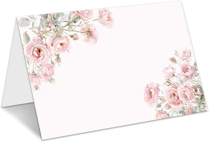 Boho Floral Place Cards for Table Setting, Wedding Placecards, Tent Cards Decor For Bridal Shower Anniversary Party Decorations, 25 Pack Baby Shower Food Name Card, 2 x 3.5" /001
