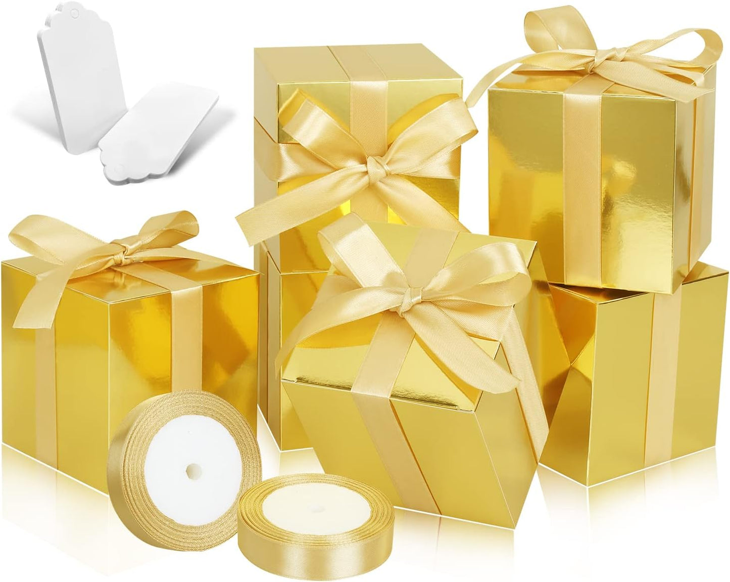 100 Pack Small Gift Boxes, 2x2x2 Inches Favor Boxes Gold Paper Gift Boxes with Lids for Presents, Crafting, Cupcake Boxes, Gifts, Candy Boxes for Wedding Party Bridal Shower Baby Shower Favors