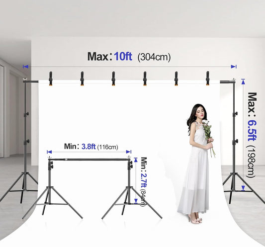 EMART 10x10FT Backdrop Stand, Photo Studio Back Drop Adjustable Stand with 6 Backdrop Clamps,2 Sandbags and Carry Bag,Heavy Duty Background Support System Kit for Photography,Parties,Wedding,Video