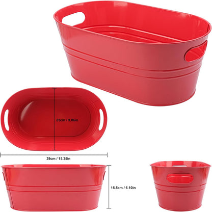 3 PCS 15.3 x 9 x 6 inches White Metal Galvanized Tub with Iron Handles, 3 Gallon Beverage Tubs for Parties, Large Ice Buckets for Beer, Wine, Cocktails & Outdoor Events