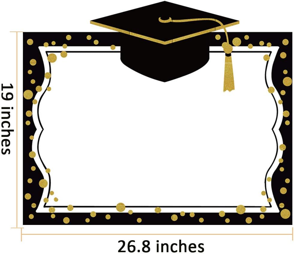 2026 Graduation Selfie Photo Booth Frame Black and Gold with 18Pcs Graduation Photo Booth Props, Upgraded Version with Support Cardboard, 2026 Grad Party Pose Sign