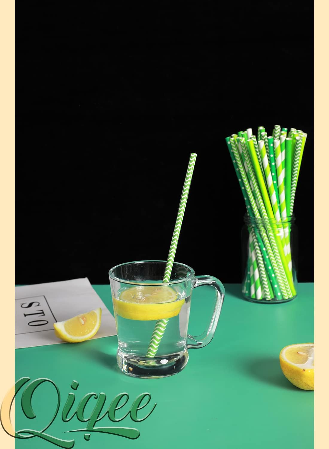 Pink Paper Straws 150pcs Disposable Straws Bulk (10 Pattern) qiqee