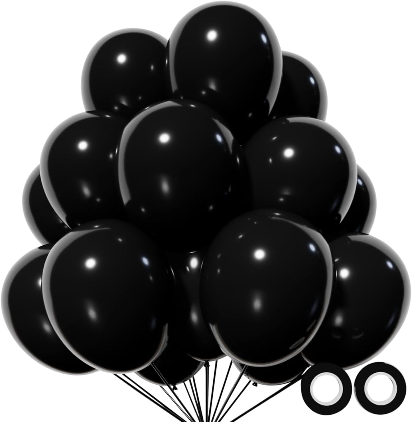 110pcs Black Balloon 12 inch, Black Latex Balloons for Birthday Party Baby Shower Wedding(with 2 Ribbons). - Colors B