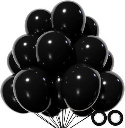 110pcs Black Balloon 12 inch, Black Latex Balloons for Birthday Party Baby Shower Wedding(with 2 Ribbons). - Colors B