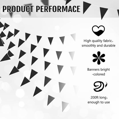Tatuo 200 Feet Solid Pennant Banners Flags String Triangle Hanging DIY Bunting Flags Party Decorations for Grand Opening Party Banners for Kids Birthday, Shops (White)