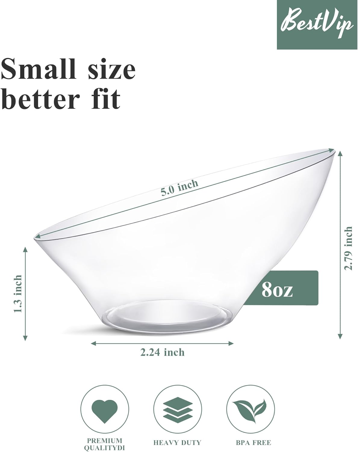 BESTVIP 54oz Clear Plastic Serving Bowls for Party - 12 Pack Angled Disposable Serving Bowls, Party for Chips, Snacks, Fruit, Salad - Bowls for Parties, Daily Use, Catering, Christmas