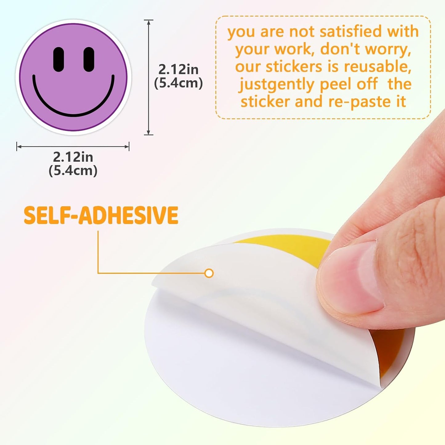 50PCS Smiling Stickers, Cute Water Bottle Stickers for Kids, for Teaching Rewards, Notebooks, Stationery, Luggage, Cartoon PVC Happy Stickers