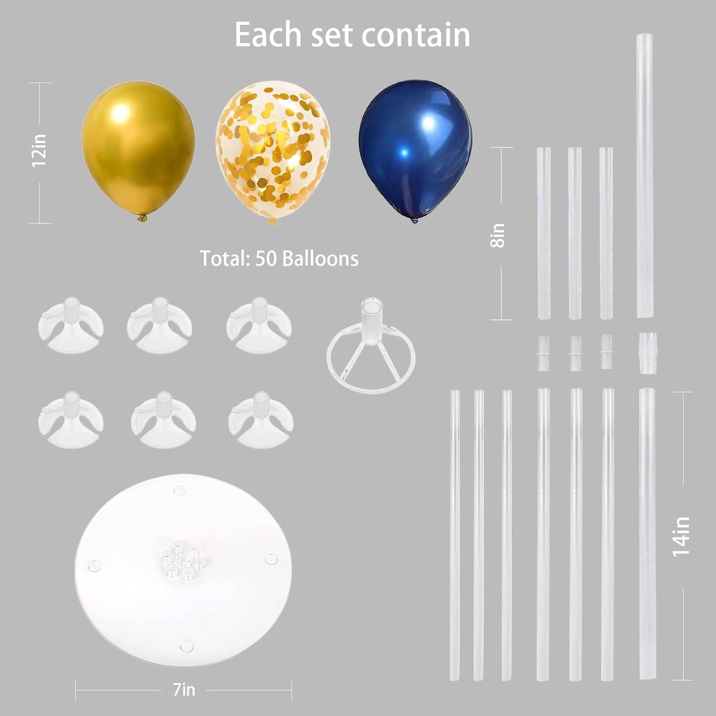 6 Set Balloon Stand Kit for Table Centerpieces With Balloon and Base Party Decorations for Birthday Wedding Retirement Graduation Baby Shower (Black Gold)