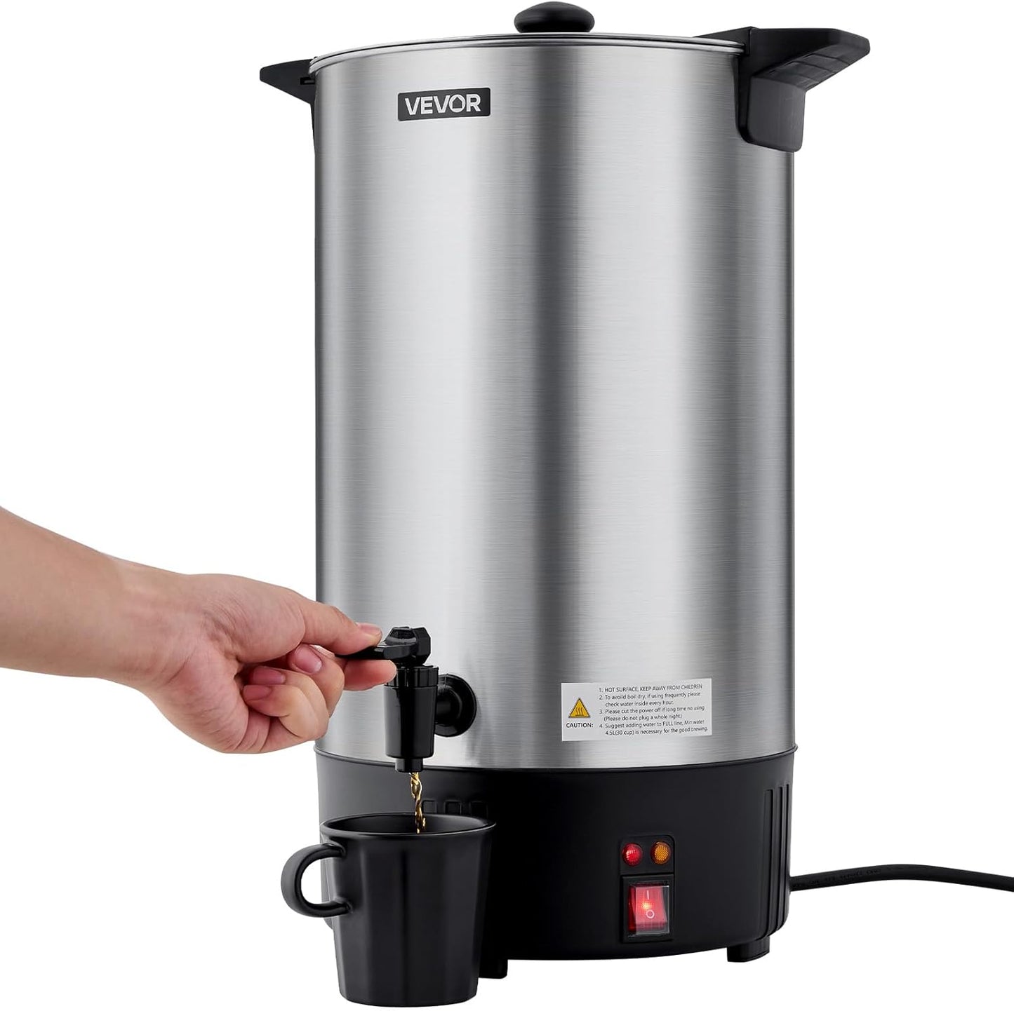VEVOR Commercial Coffee Urn, 60 Cup 9 L Hot Beverage Dispenser with Dripless Faucet, Quick-Brewing Stainless Steel Large Commercial Coffee Maker, for Catering, Business, Party, Church & Restaurant
