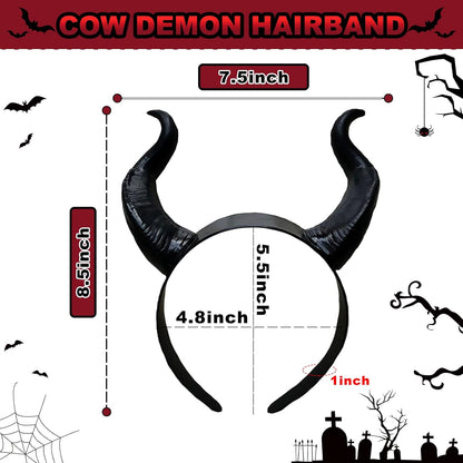 Devil Horns Headbands Halloween Headband Black Demon Horns Hairband for Women Men Halloween Party Costume Cosplay