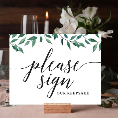 Andaz Press Wedding Party Signs, Natural Greenery Green Leaves, 8.5x11-inch, Bridal Shower Scavenger Hunt, 1-Pack - Colors D