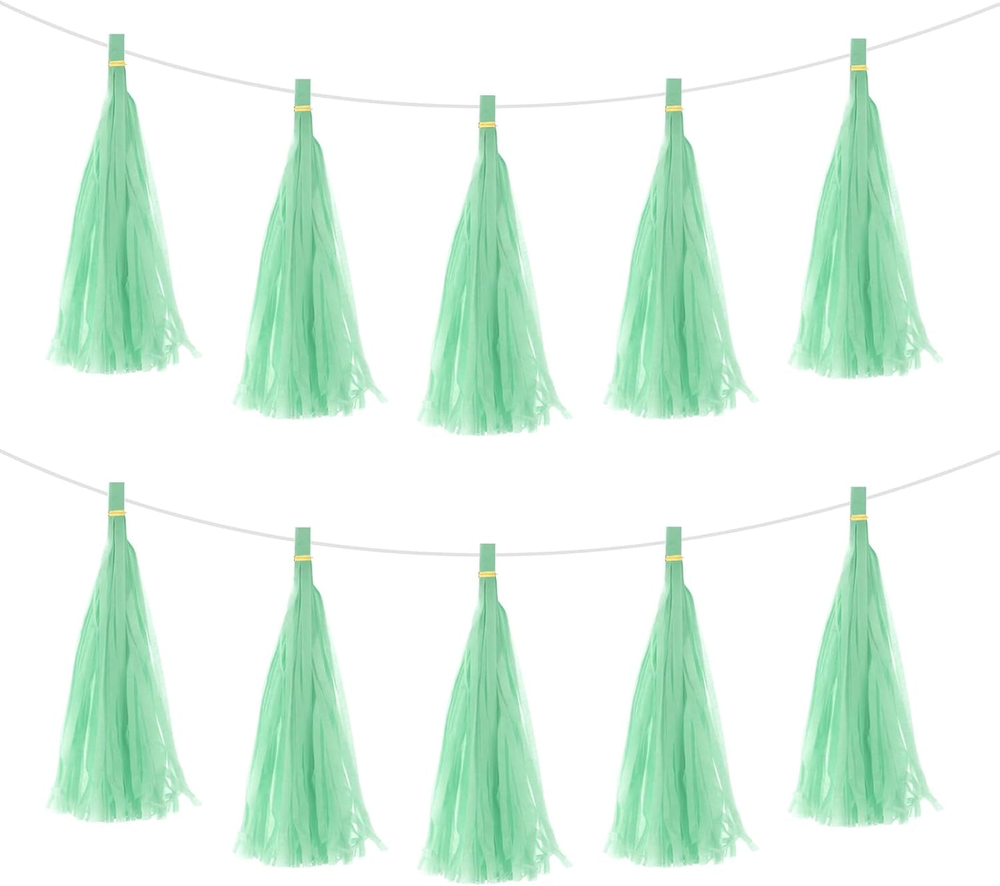 MECCANIXITY 15Pcs Light Blue Tassel Garland Banner with Rope Tissue Paper Tassels Party DIY Kits for Anniversary Wedding Birthday Party