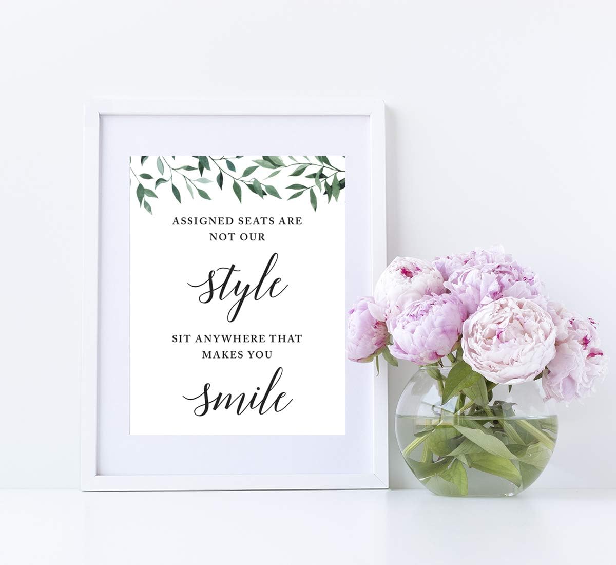 Andaz Press Wedding Party Signs, Natural Greenery Green Leaves, 8.5x11-inch, Bridal Shower Scavenger Hunt, 1-Pack - Colors B