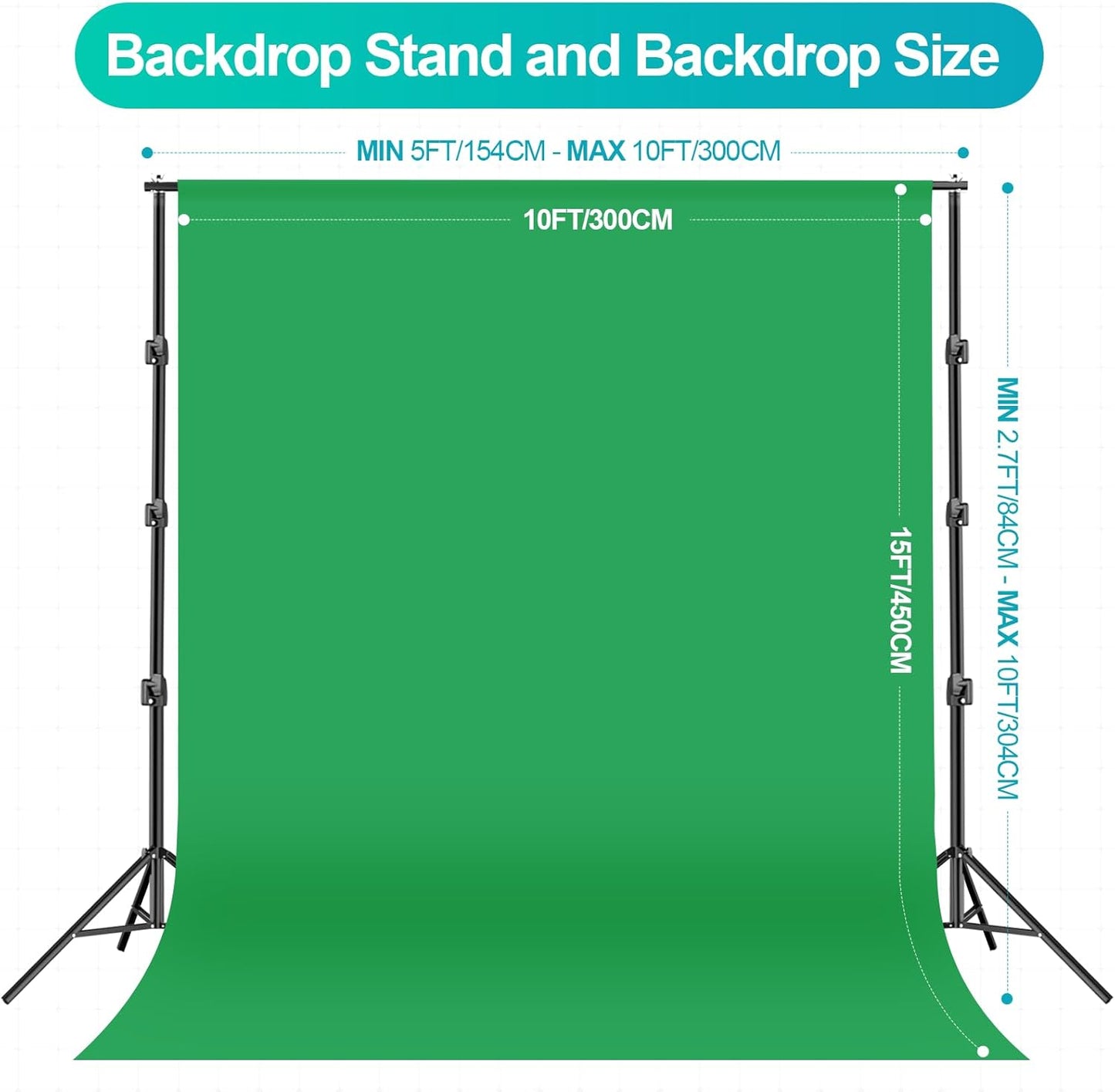 EMART 8.5 x 10 ft Backdrop Support System, Professional Photography Lighting Kit with 5500K 50W LED, 6 * 9ft Backdrop *3, Reflector,Umbrellas&Softbox Lighting Kit for Studio, Portrait, Video Shooting