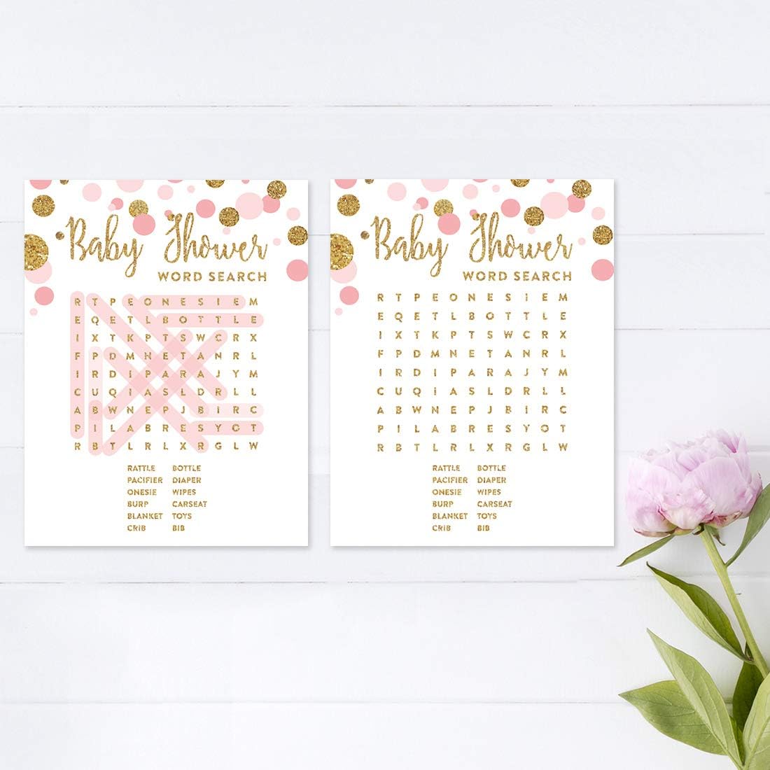 Andaz Press Blush Pink Gold Glitter Girl Baby Shower, Printable Table Tent Place Cards, 20-Pack, Seat Placement Cards Blank Place Cards For Table Settings Name Cards for Wedding, Graduation Food Cards - Colors A