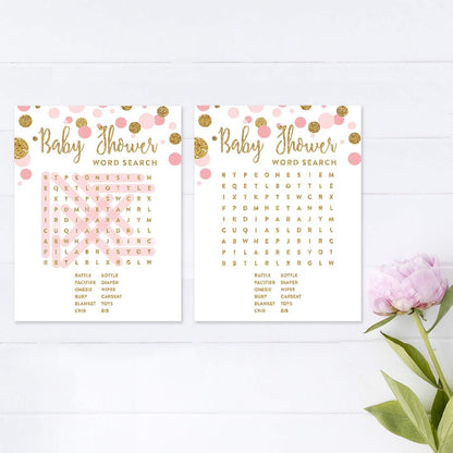Andaz Press Blush Pink Gold Glitter Girl Baby Shower, Printable Table Tent Place Cards, 20-Pack, Seat Placement Cards Blank Place Cards For Table Settings Name Cards for Wedding, Graduation Food Cards - Colors A