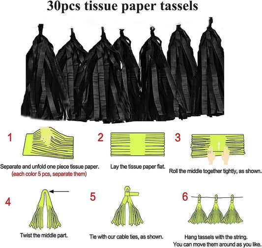 30pcs Paper Tassels Garland Banner Tissue Paper Tassel DIY Hanging Paper Decorations Party Tassel Garland Decor Baby Shower Nursery Wedding Festival Baby Shower Decoration(30, White)
