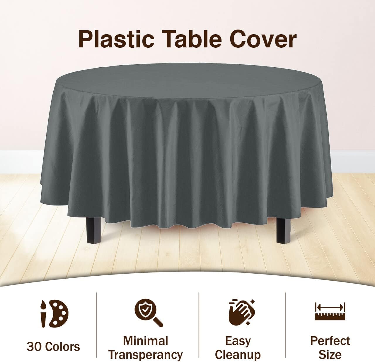 12-Pack Premium Plastic Tablecloth 54in. x 108in. Rectangle Table Cover - Dark Blue - Colors A