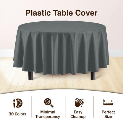 12-Pack Premium Plastic Tablecloth 54in. x 108in. Rectangle Table Cover - Dark Blue - Colors A