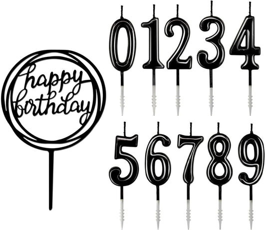 10-Piece Number Birthday Candles - Glitter Cake Toppers for Birthday & Wedding Parties