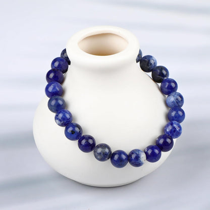 LPBeads Handmade Natural Gemstone Stretch Elastic Bracelet Healing Crystal Round Stone Beads Jewelry Gifts for Women Men