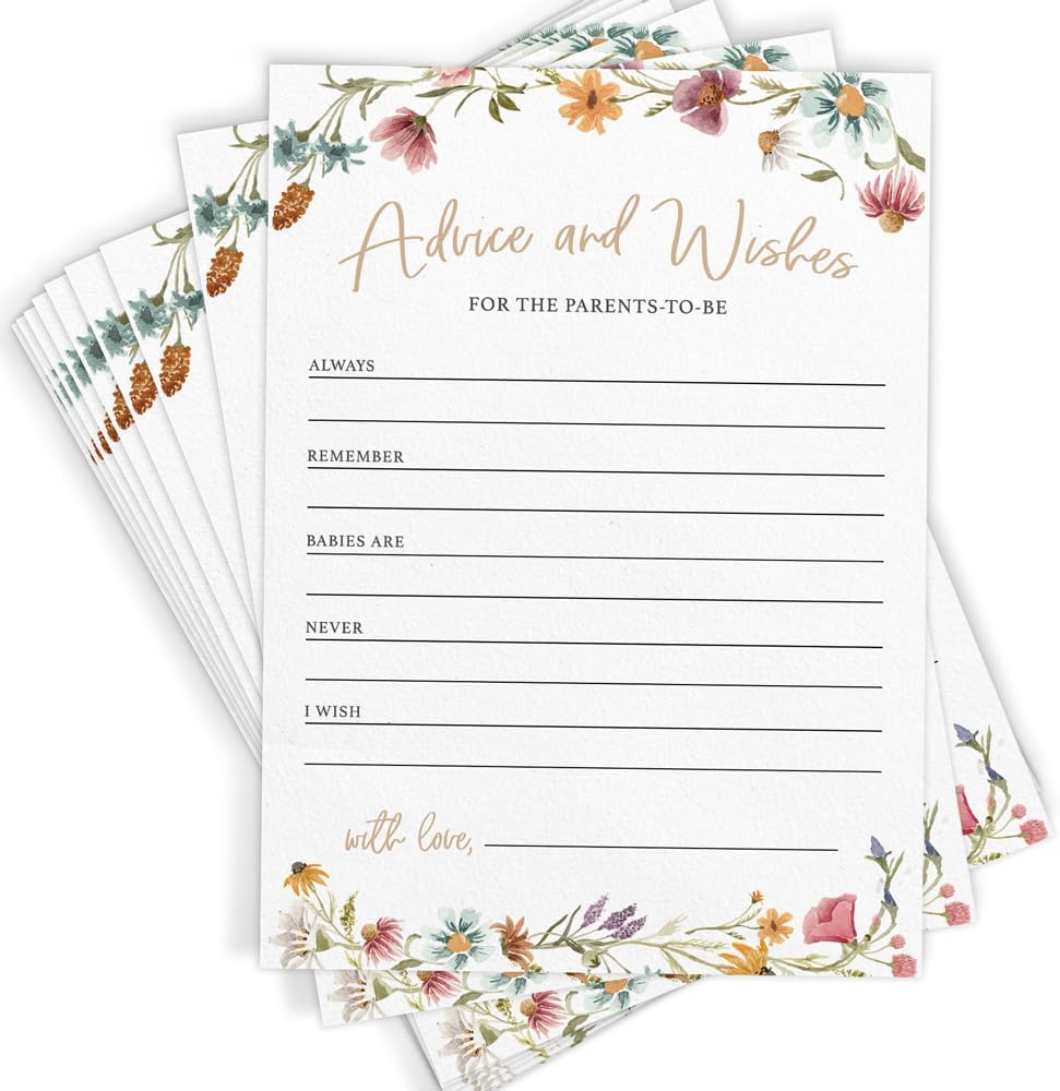 Printed Party Baby Shower Games for Girl – 4 Games and Activities for 30 Guests, Includes Bingo, Price is Right, Mommy or Daddy Trivia, and Storybook Title Guessing, Wildflower Baby in Bloom Design