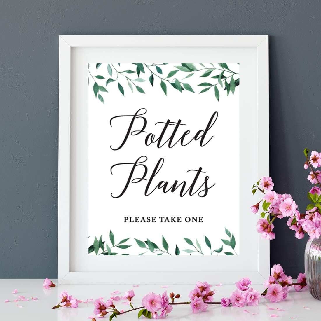 Andaz Press Wedding Party Signs, Natural Greenery Green Leaves, 8.5x11-inch, Bridal Shower Scavenger Hunt, 1-Pack - Colors D