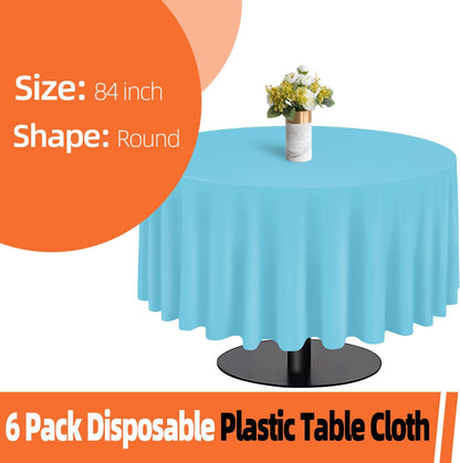 tujol Royal Blue 6 Pack Plastic Table Cloth 54" x 108", Disposable Tablecloths Rectangle Table Cover, Plastic Tablecloths for Parties