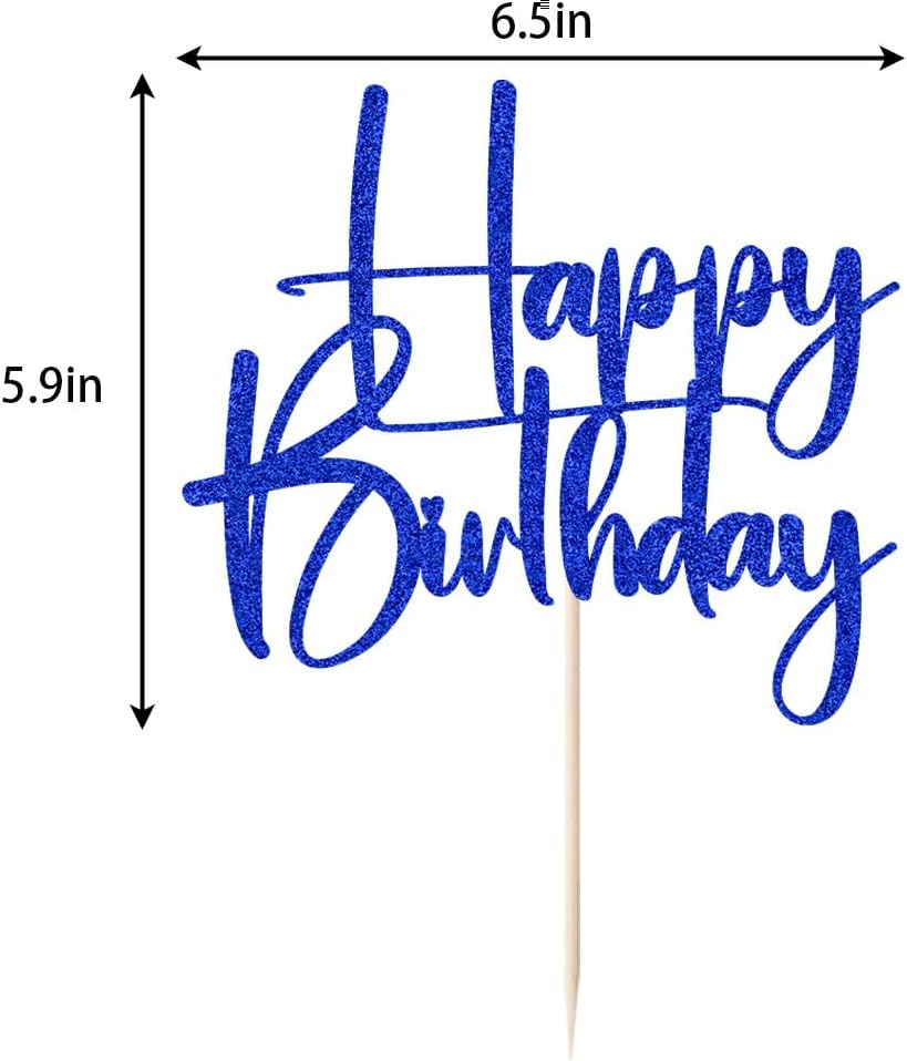 Happy Birthday Cake Topper,black Glitter Cake Pick Bunting Decor for Anniversary Birthday Party Cake Decorations Supplies