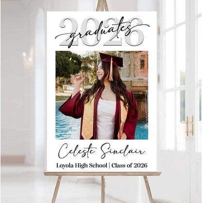 Graduation Party Welcome Sign, Custom Photo Grad Party Sign, Personalized High School & College University Grad Decoration #4