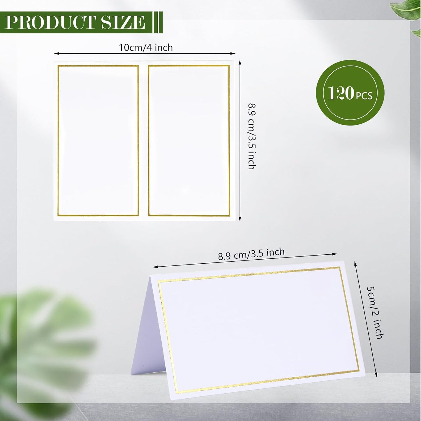 Place Cards Pack of 120 - Small Table Name Cards with Gold Foil Border Weddings, Banquets, Events, Not for Printers