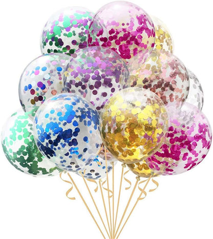 Party Balloons 12inch 50 Pcs Latex Confetti Balloons Birthday Balloons Party Decoration Wedding Baby Shower Christmas Party-Confetti Silver