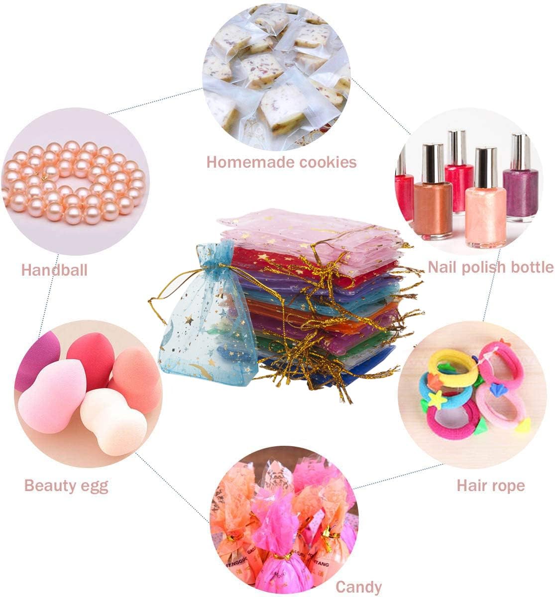100pcs White Organza Bags 2x3 inch Sheer Drawstring Gift Bags Jewelry Pouches Wedding Party Christmas Favor Gift Bags, Little Mesh Gift Pouches Mini Candy Bags for Small Presents Earrings