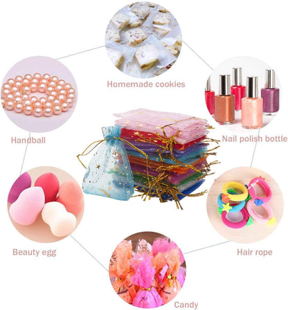 100pcs White Organza Bags 2x3 inch Sheer Drawstring Gift Bags Jewelry Pouches Wedding Party Christmas Favor Gift Bags, Little Mesh Gift Pouches Mini Candy Bags for Small Presents Earrings