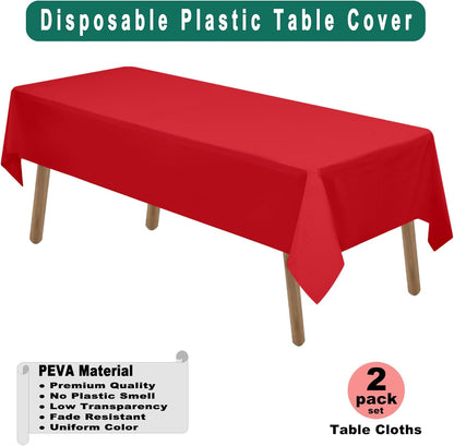 PARTY ULYJA White Plastic Tablecloths 2 Pack Disposable Table Covers 54 x 108 Inch Bridal Shower PEVA Vinyl Table Cloths for Picnic Birthday Wedding Banquet Parties 8 ft Rectangle Table Use