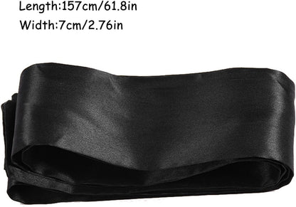 2Pcs Satin Eye Mask Sleep Mask, Adjustable Blindfold Soft Satin Eye Covers Gift for Travel, Nap, Meditation,157cm/62inch (Black+Pink)