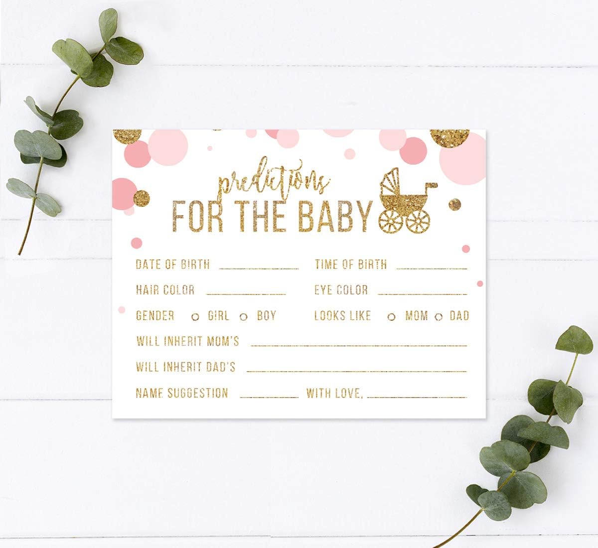 Andaz Press Blush Pink Gold Glitter Girl Baby Shower, Printable Table Tent Place Cards, 20-Pack, Seat Placement Cards Blank Place Cards For Table Settings Name Cards for Wedding, Graduation Food Cards - Colors A