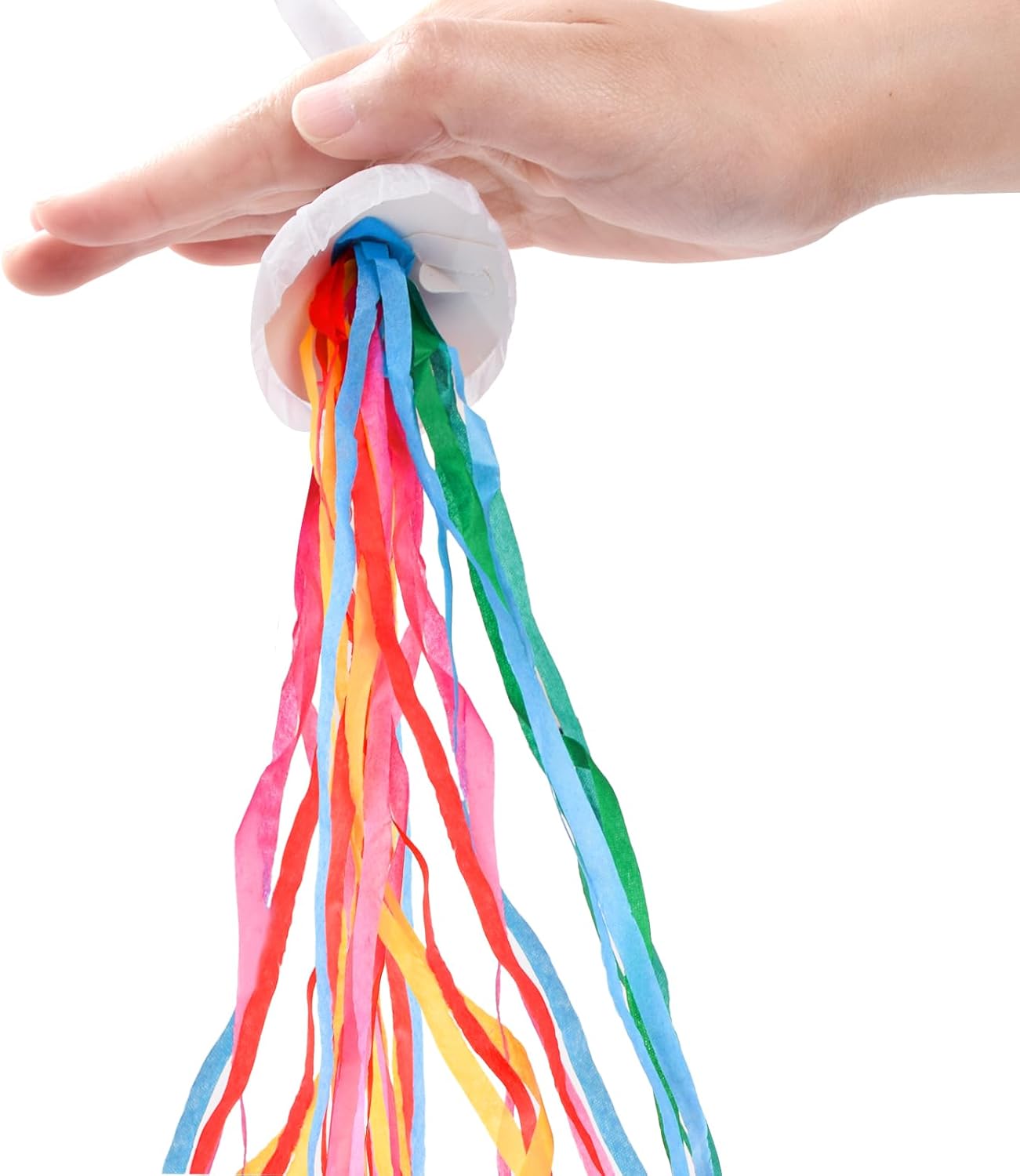 Lawei 30 Pieces No Mess Streamers, Colorful Hand Throw Confetti Poppers, Romantic White Streamer Popper Paper Crackers for Birthday, Wedding, Graduation, Opening Celebrations, Party Favors