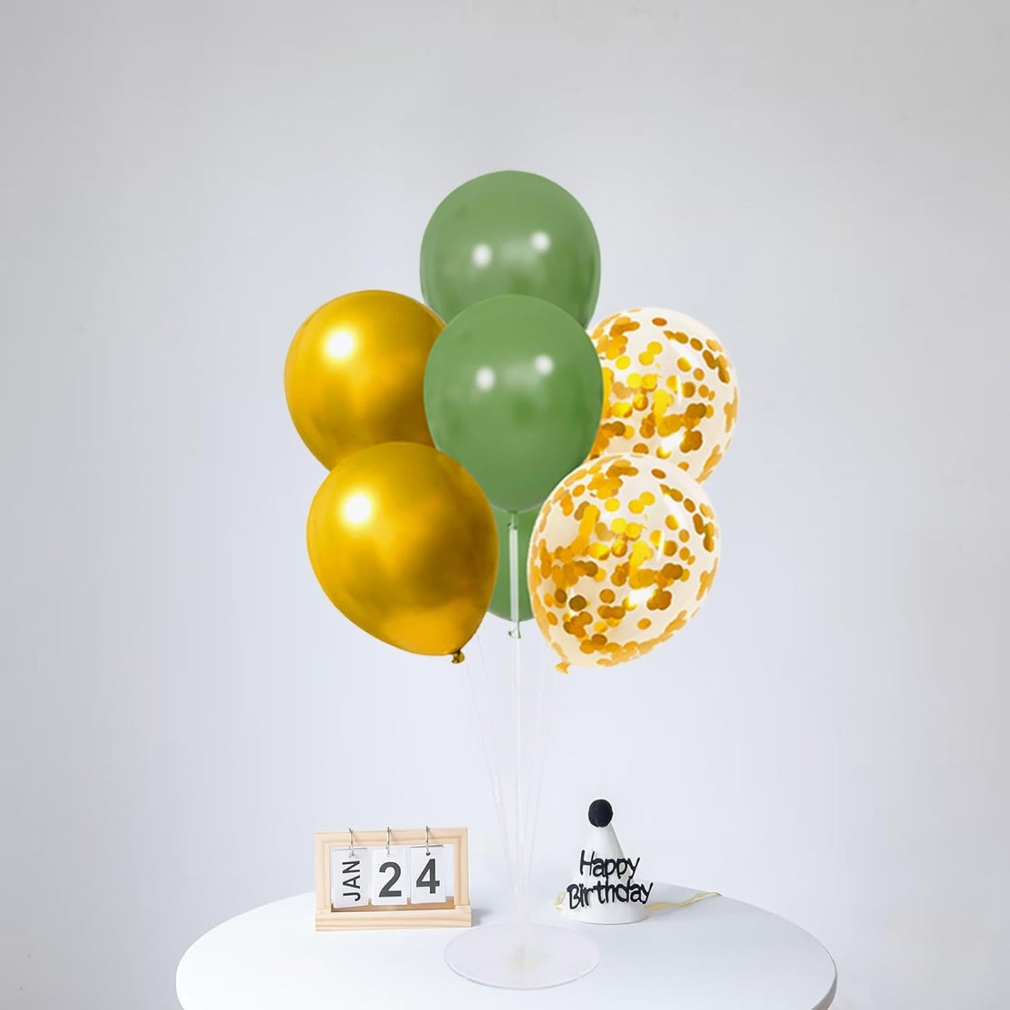 6 Set Balloon Stand Kit for Table Centerpieces With Balloon and Base Party Decorations for Birthday Wedding Retirement Graduation Baby Shower (Black Gold)